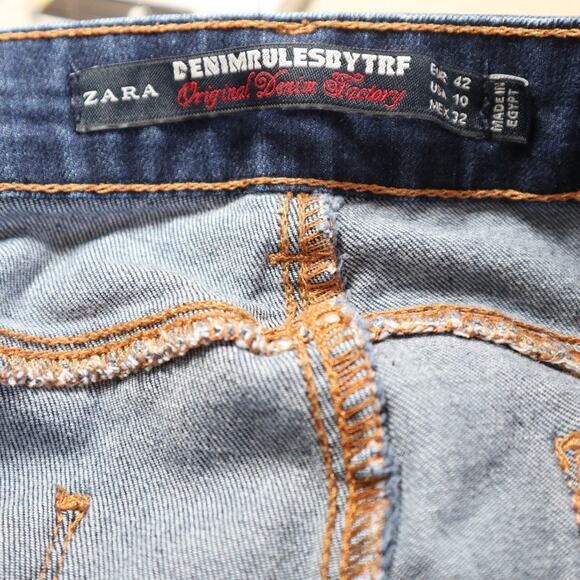 Zara Size 10 Skinny Jeans Denim Low Rise 5 Pocket Stretch Dark Blue - Picture 8 of 10